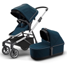 Passeggino Gemellare Thule Sleek fratellare collezione 2023 Aluminum Navy Blue