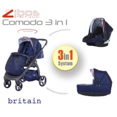 Passeggino Trio Zibos Comodo collezione 2016 Britain Blu