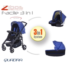 Passeggino Trio Zibos Facile collezione 2016 Quadra Blu