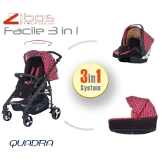 Passeggino Trio Zibos Facile collezione 2016 Quadra Red