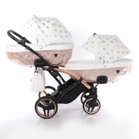 Passeggino Gemellare Junama Glow Slim Gemellare Bianco Oro Rosa