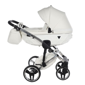 Passeggino Trio Junama Individual Pelle Bianco Telaio Cromato