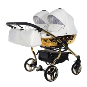 Passeggino Gemellare Junama Mirror Gemellare Bianco Oro Giallo