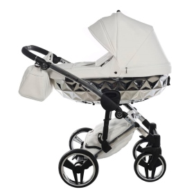 Passeggino Trio Junama Mirror Pelle Bianco Grey