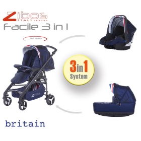 Passeggino Trio Zibos Facile Britain Blu