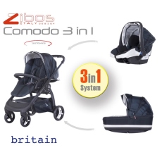Passeggino Trio Zibos Comodo collezione 2016 Britain Black