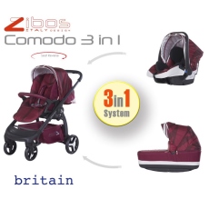 Passeggino Trio Zibos Comodo collezione 2016 Britain Red