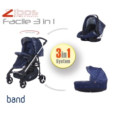 Passeggino Trio Zibos Facile collezione 2016 Bandana Blu