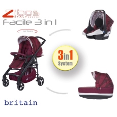 Passeggino Trio Zibos Facile collezione 2016 Britain Red