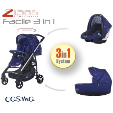 Passeggino Trio Zibos Facile collezione 2016 Cosmo Blu