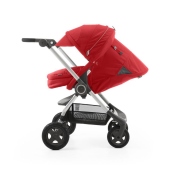 Vista laterale con seduta fronte mamma reclinata - Colore Red - Passeggino Quattro Ruote Stokke Scoot