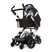 Vista con pedana secondo bambino agganciata (colore Granit) - Passeggino Duo ABC Design 3Tec