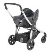 Vista del seggiolino auto Creatis Fix su telaio - colore: Confetti - Passeggino Quattro Ruote Bebe Confort Elea