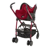 Vista con seggiolino auto Creatis Fix - colore: Raspberry Red - Passeggino Quattro Ruote Bebe Confort Mila