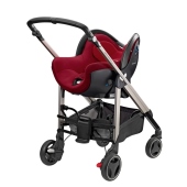 Vista del seggiolino auto Creatis Fix su telaio -  colore: Raspberry Red - Passeggino Quattro Ruote Bebe Confort New Loola