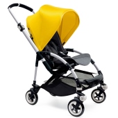 Combinazione con Telaio silver, seduta grigio melange, capottina Giallo acceso - Passeggino Quattro Ruote Bugaboo Bee 3