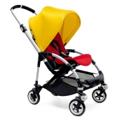 Combinazione con Telaio silver, seduta rosso, capottina Giallo acceso - Passeggino Quattro Ruote Bugaboo Bee 3
