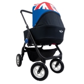 Navicella Union Jack con telaio Nero e ruote Bianche - Passeggino Leggero Easywalker MINI Stroller