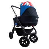 Navicella Union Jack con telaio Nero e ruote Nere - Passeggino Leggero Easywalker MINI Stroller