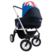 Navicella Union Jack con telaio Silver e ruote Bianche - Passeggino Leggero Easywalker MINI Stroller