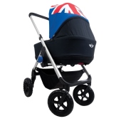 Navicella Union Jack con telaio Silver e ruote Nere - Passeggino Leggero Easywalker MINI Stroller