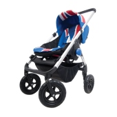 Passeggino Union Jack, con telaio Silver e ruote Nere. - Passeggino Leggero Easywalker MINI Stroller