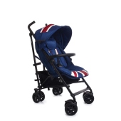 Vista con barra di protezione agganciata (accessorio opzionale) - Colore: Union Jack - Passeggino Leggero Easywalker MINI Buggy