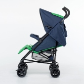 Vista laterale con seduta reclinata passeggino colore Blu - Verde - Passeggino Leggero Foppapedretti Passenger