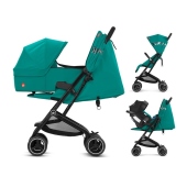 Vista versione trio, con navicella e seggiolino auto (opzionali) - Passeggino Leggero Gb Qbit Plus