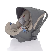 Vista del seggiolino auto Huggy. Colore: Canapa - Passeggino Trio Inglesina Otutto Deluxe