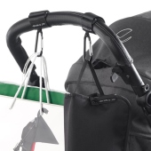 Dettaglio ganci montati su maniglione  - Jan Ganci per passeggino con moschettoni