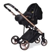 Vista diagonale con seggiolino - Passeggino Trio Antes Baby Trio Premium Lux Black