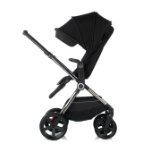 Vista laterale fronte genitore - Passeggino Duo Jan Duo Crosslight Silver Shadow con navicella Sweet