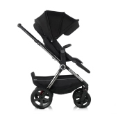 Vista laterale fronte strada - Passeggino Duo Jan Duo Crosslight Silver Shadow con navicella Sweet
