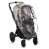 Vista diagonale con parapioggia - Passeggino Quattro Ruote Jan Muum Pro
