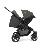Vista laterale con seduta reclinata e ovetto - Passeggino Quattro Ruote Joie Litetrax 4 dlx