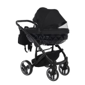 Vista diagonale con navicella installata - Passeggino Trio Junama Diamond Basic