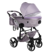 Vista da dietro diagonale con navicella - Passeggino Trio Junama Diamond Dolce Satin