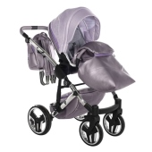 Vista diagonale con coprigambe  - Passeggino Trio Junama Diamond Dolce Satin