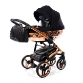 Vista diagonale con navicella installata - Passeggino Trio Junama Diamond Shine