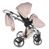 Vista laterale fronte strada con coprigambe - Passeggino Trio Junama Diamond Teddy