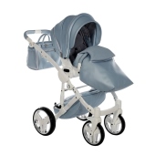Vista diagonale con coprigambe - Passeggino Trio Junama Fluo Italy