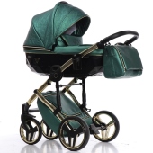 Vista diagonale con navicella installata - Passeggino Trio Junama Fluo Star