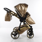 Vista laterale con coprigambe - Passeggino Trio Junama Glitter