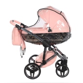 Vista laterale con parapioggia - Passeggino Trio Junama Hand Craft