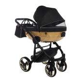 Vista diagonale con navicella installata - Passeggino Trio Junama Mirror Satin