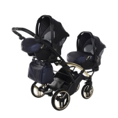 Vista diagonale con seggiolini montati - Passeggino Gemellare Junama Saphire Slim Gemellare