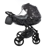 Vista laterale con navicella installata e parapioggia - Passeggino Trio Junama Saphire