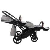 Vista laterale con schienale reclinato - Passeggino Gemellare Junama Space Slim Gemellare