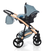 Vista laterale con seggiolino montato su telaio - Passeggino Trio Junama Vegan